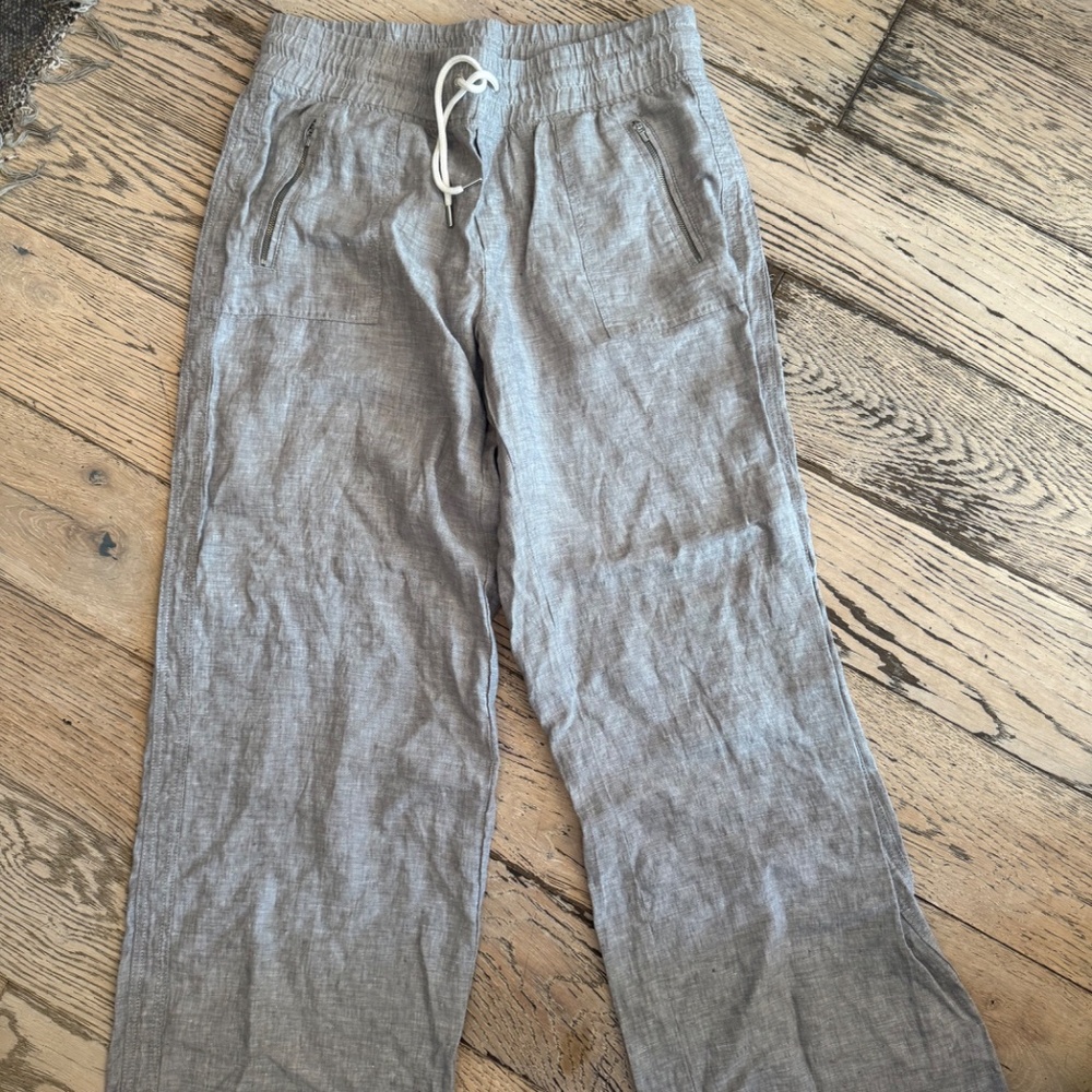 Athleta Cabo Linen Wide Leg Pant sz 14 Gray NWOT